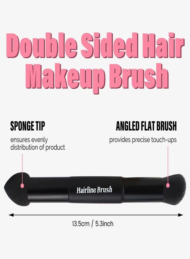 VOLLUCK Dual-Ended Hairline Powder Brush, 2-in-1 Travel Makeup Brush Set with Sponge & Root Angled Concealer/Contour Tip for Seamless Blending Root Touch Up, Soft, Easy to Color - Image 3